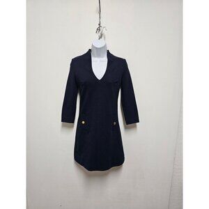 Lilly Pulitzer Womens Navy Blue 3/4 Sleeve Charlena Shift Dress Size XXS